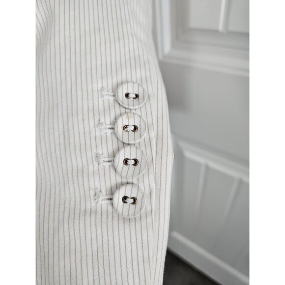 H&M White And Cream Striped Women's Suit Blazer Jacket Size 4 European Size 34 - Picture 6 of 15